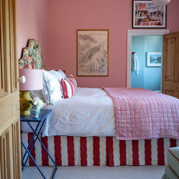 Nicky Haslam Balcony Stripe King Size Valance and Bolster Cushion