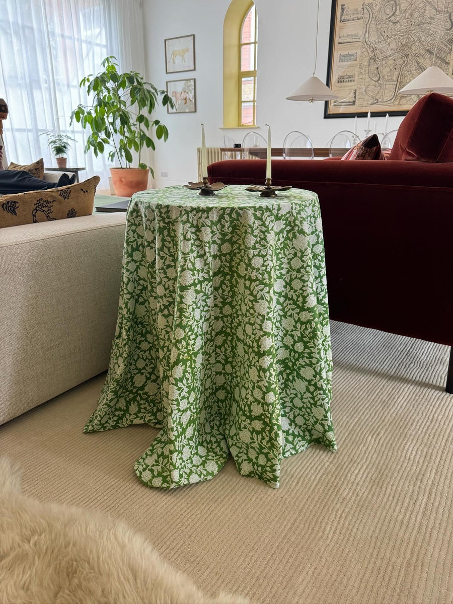 Table & Tablecloth Combo | Green Floral - The House Upstairs