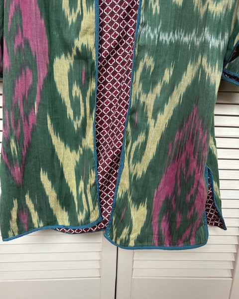 Uzbekistan Ikat Reversible Duster Jacket - The House Upstairs