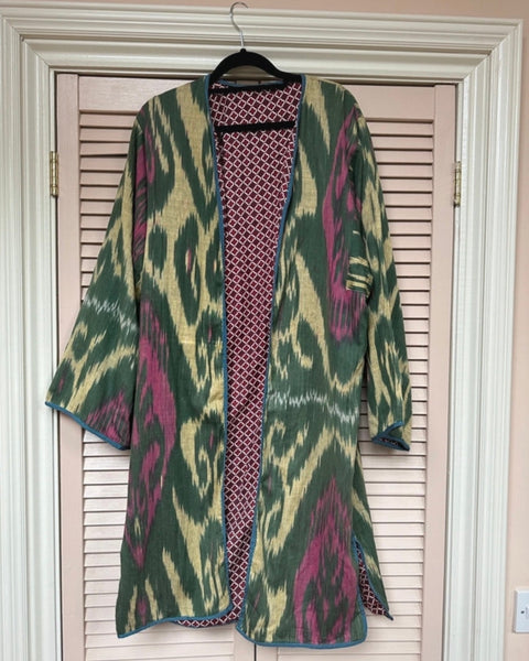 Uzbekistan Ikat Reversible Duster Jacket - The House Upstairs