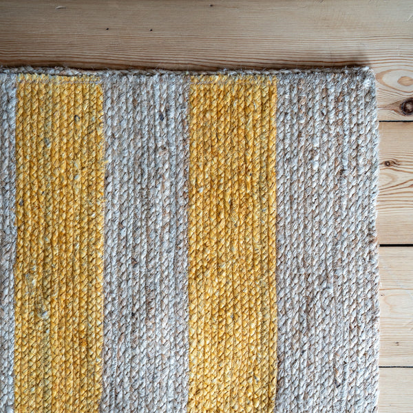 Yellow & Natural Jute Wide Stripe Rug - The House Upstairs