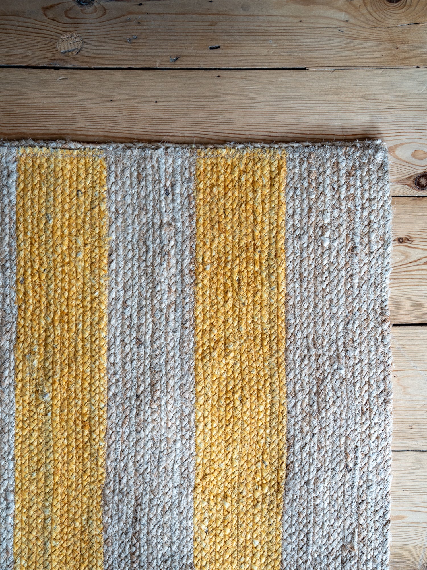 Yellow & Natural Jute Stripe Rug | Handmade Stripe Rug | The House Upstairs