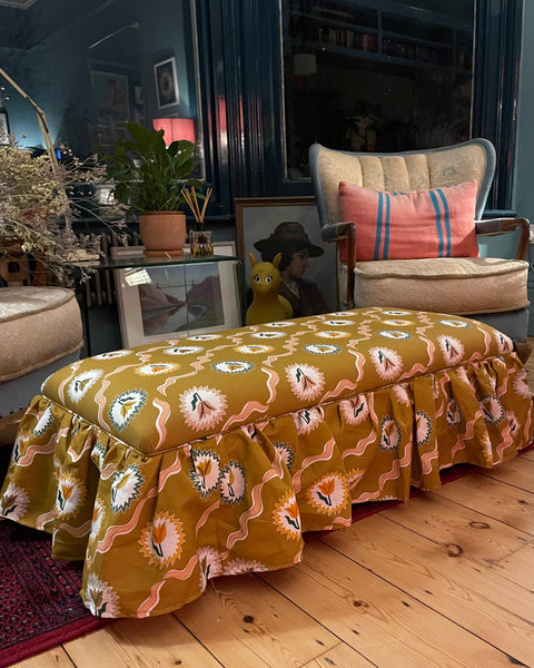 Bespoke Jemila Skirted Ottoman In Any Fabric - The House Upstairs