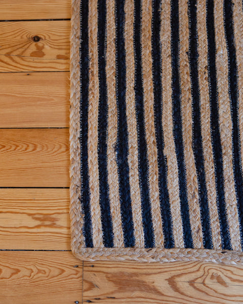 Black & Natural Jute Stripe Rug - The House Upstairs