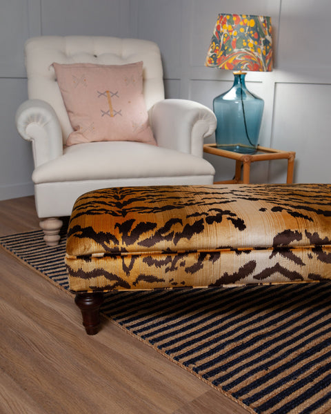 Ready to Ship | Bryher Medium Ottoman in Nobilis Tiger - The House Upstairs