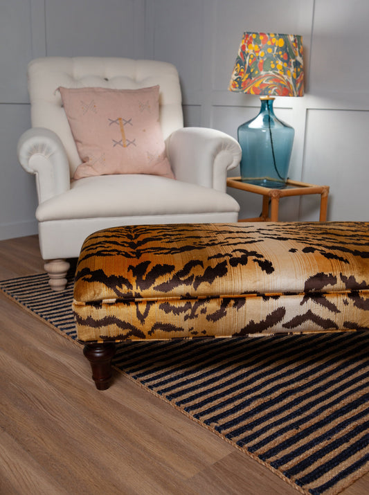 Ready to Ship | Bryher Medium Ottoman in Nobilis Tiger - The House Upstairs